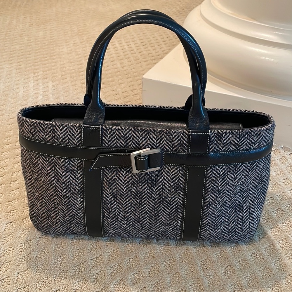 Ann Taylor Loft tweed and leather handbag